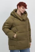 Оптом Куртка зимняя женская с капюшоном модная горчичного цвета 7651G, фото 4
