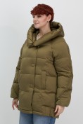 Оптом Куртка зимняя женская с капюшоном модная горчичного цвета 7651G, фото 5