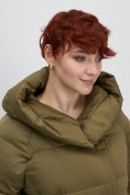 Оптом Куртка зимняя женская с капюшоном модная горчичного цвета 7651G, фото 6