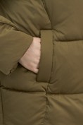 Оптом Куртка зимняя женская с капюшоном модная горчичного цвета 7651G, фото 7