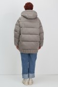 Оптом Куртка зимняя женская с капюшоном модная коричневого цвета 7651K, фото 15