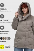 Оптом Куртка зимняя женская с капюшоном модная коричневого цвета 7651K
