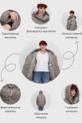 Оптом Куртка зимняя женская с капюшоном модная коричневого цвета 7651K, фото 3