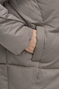 Оптом Куртка зимняя женская с капюшоном модная коричневого цвета 7651K, фото 7