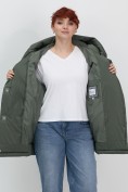 Оптом Куртка зимняя женская с капюшоном модная цвета хаки 7651Kh, фото 12