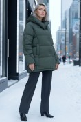 Оптом Куртка зимняя женская с капюшоном модная цвета хаки 7651Kh, фото 4