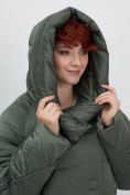 Оптом Куртка зимняя женская с капюшоном модная цвета хаки 7651Kh, фото 9