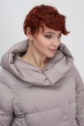 Оптом Куртка зимняя женская с капюшоном модная светло-коричневого цвета 7651SK, фото 11