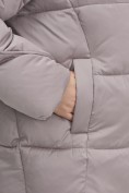 Оптом Куртка зимняя женская с капюшоном модная светло-коричневого цвета 7651SK, фото 12