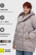Оптом Куртка зимняя женская с капюшоном модная светло-коричневого цвета 7651SK