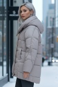Оптом Куртка зимняя женская с капюшоном модная светло-коричневого цвета 7651SK, фото 2