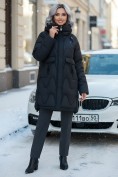 Оптом Куртка зимняя женская с капюшоном модная черного цвета 7653Ch, фото 4