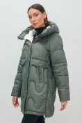Оптом Куртка зимняя женская с капюшоном модная цвета хаки 7653Kh, фото 10
