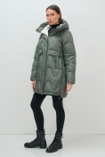 Оптом Куртка зимняя женская с капюшоном модная цвета хаки 7653Kh, фото 2