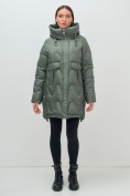 Оптом Куртка зимняя женская с капюшоном модная цвета хаки 7653Kh, фото 5