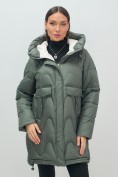 Оптом Куртка зимняя женская с капюшоном модная цвета хаки 7653Kh, фото 8