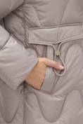 Оптом Куртка зимняя женская с капюшоном модная светло-коричневого цвета 7653SK, фото 11