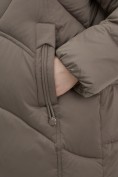 Оптом Куртка зимняя женская с мехом и капюшоном тренд коричневого цвета 7656K, фото 12