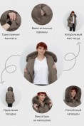 Оптом Куртка зимняя женская с мехом и капюшоном тренд коричневого цвета 7656K, фото 3