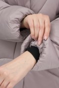 Оптом Куртка зимняя женская с мехом и капюшоном тренд светло-коричневого цвета 7656SK, фото 6