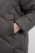 Оптом Куртка зимняя женская с мехом и капюшоном тренд темно-серого цвета 7656TC, фото 12