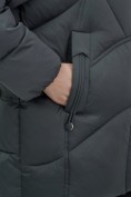 Оптом Куртка зимняя женская с мехом и капюшоном тренд темно-зеленого цвета 7656TZ, фото 5