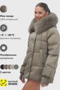 Оптом Куртка зимняя женская с мехом и капюшоном тренд коричневого цвета 7658K