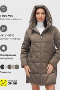 Оптом Куртка зимняя женская классическая с капюшоном коричневого цвета 7671K