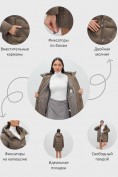 Оптом Куртка зимняя женская классическая с капюшоном коричневого цвета 7671K, фото 3