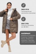 Оптом Куртка зимняя женская классическая с капюшоном коричневого цвета 7671K, фото 2