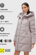 Оптом Куртка зимняя женская классическая с капюшоном светло-коричневого цвета 7671SK