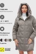 Оптом Куртка зимняя женская классическая с капюшоном серого цвета 7671Sr