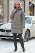Оптом Куртка зимняя женская классическая с капюшоном серого цвета 7671Sr, фото 4