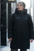 Оптом Пальто зимнее утепленное женское большого размера черного цвета 7699Ch