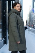Оптом Пальто зимнее утепленное женское большого размера зеленого цвета 7699Z, фото 3