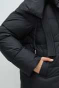 Оптом Пальто зимнее утепленное с капюшоном женское черного цвета 7700Ch, фото 15