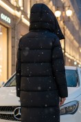 Оптом Пальто зимнее утепленное с капюшоном женское черного цвета 7700Ch, фото 3