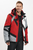Оптом Горнолыжная куртка мужская красного цвета 77015Kr, фото 4