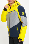 Оптом Горнолыжная куртка мужская желтого цвета 77016J, фото 9