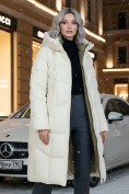 Оптом Пальто зимнее утепленное с капюшоном женское бежевого цвета 7702B, фото 5