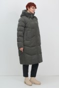 Оптом Пальто зимнее утепленное с капюшоном женское зеленого цвета 7702Z, фото 2