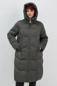 Оптом Пальто зимнее утепленное с капюшоном женское зеленого цвета 7702Z, фото 5