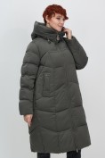 Оптом Пальто зимнее утепленное с капюшоном женское зеленого цвета 7702Z, фото 8