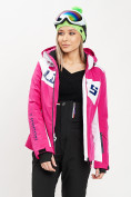 Оптом Горнолыжная куртка женская розового цвета 77030R, фото 6