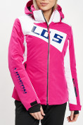 Оптом Горнолыжная куртка женская розового цвета 77030R в Казани, фото 4
