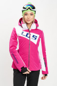 Оптом Горнолыжная куртка женская розового цвета 77030R в Казани, фото 5