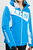 Оптом Горнолыжная куртка женская синего цвета 77030S, фото 7