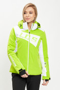 Оптом Горнолыжная куртка женская зеленого цвета 77030Z в Казани