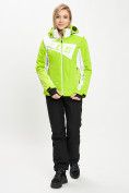 Оптом Горнолыжная куртка женская зеленого цвета 77030Z, фото 2