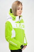 Оптом Горнолыжная куртка женская зеленого цвета 77030Z, фото 4